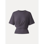 Crewneck Short Sleeve Tucked Tee