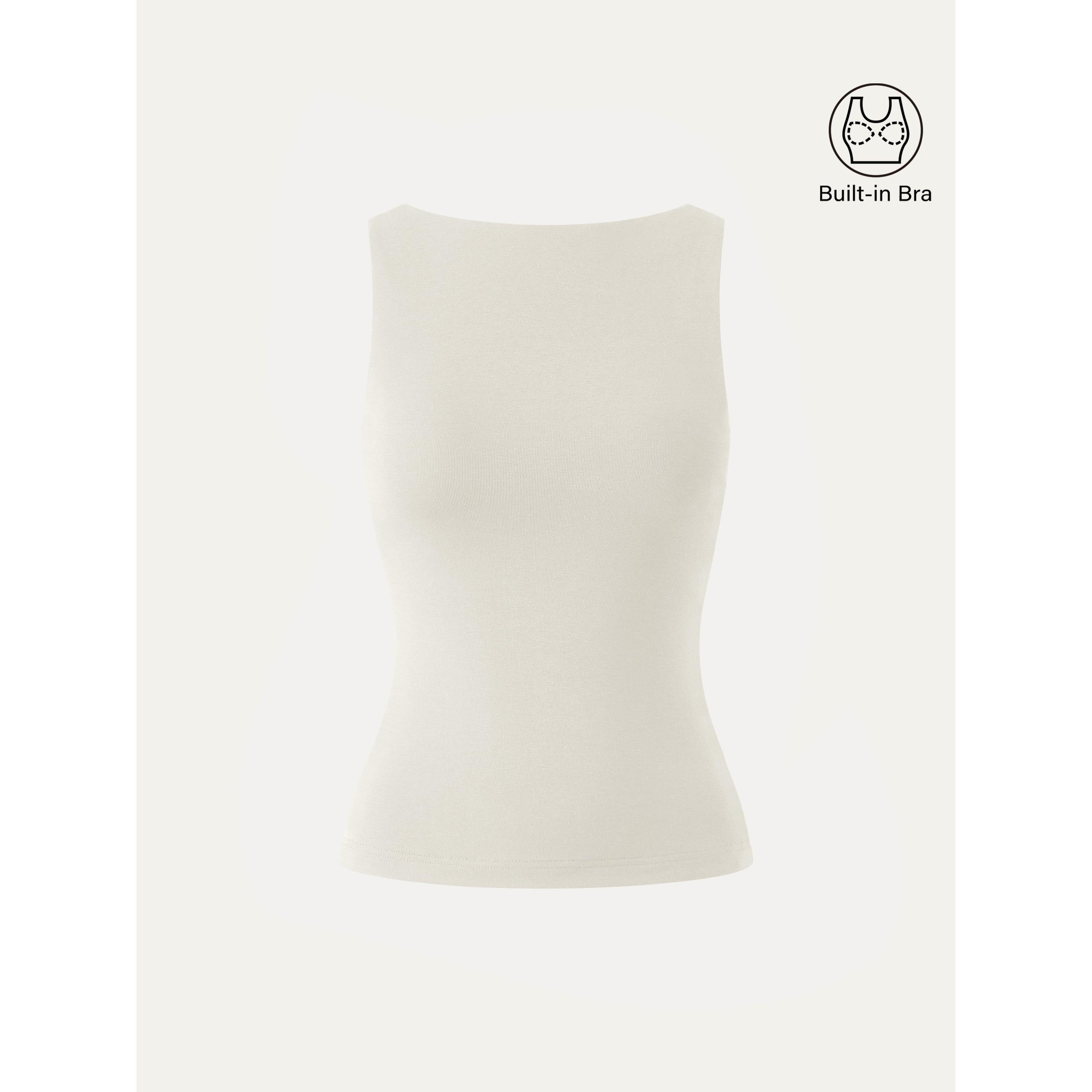 Stretch Cotton Boatneck Bra Tank