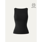 Stretch Cotton Boatneck Bra Tank